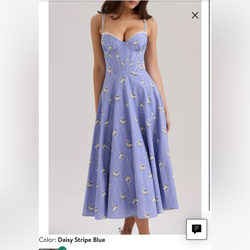 House of CB Elegant Blue Floral Midi Dress